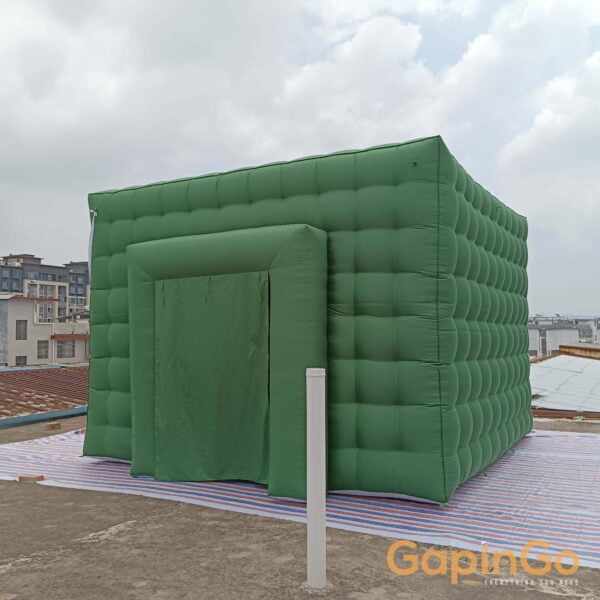 Double Layered Giant Green Inflatable Cube Tent For Wedding Party Large Marquee