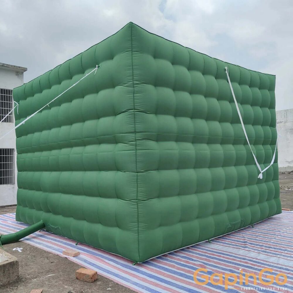 Double Layered Giant Green Inflatable Cube Tent For Wedding Party Large Marquee