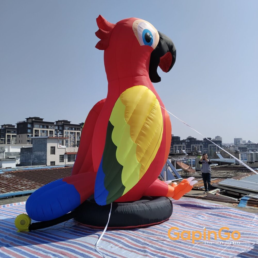 Parrot Inflatable Outdoor Bird Model with Base Free Standing for Business Promotion