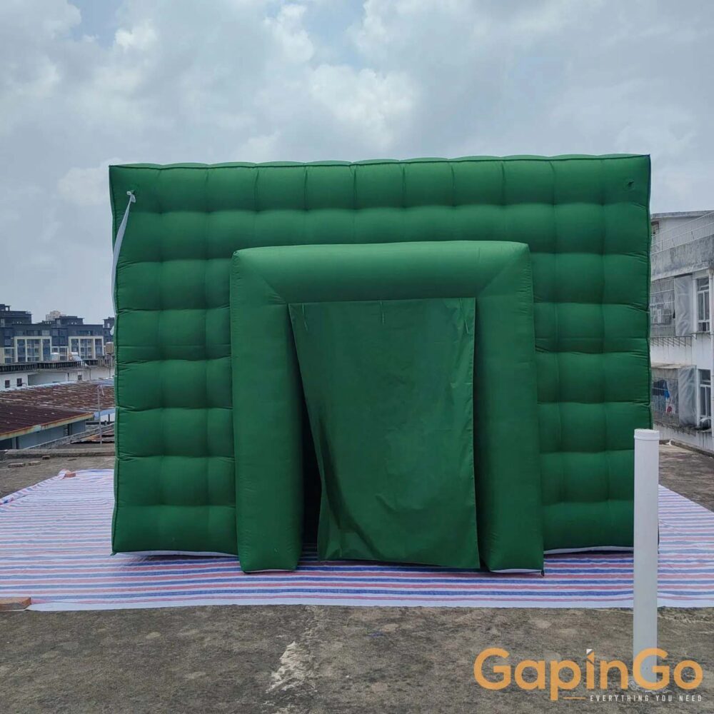 Double Layered Giant Green Inflatable Cube Tent For Wedding Party Large Marquee