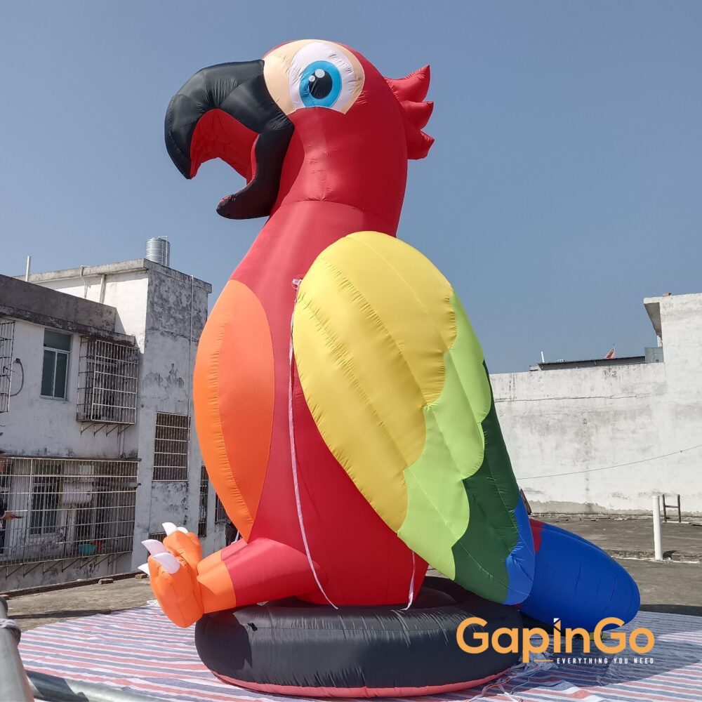 Parrot Inflatable Outdoor Bird Model with Base Free Standing for Business Promotion