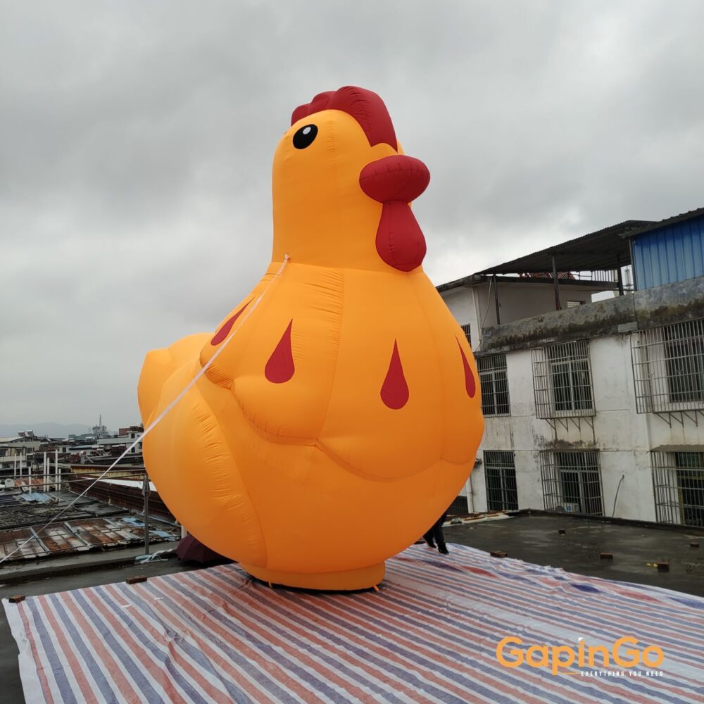 Inflatable Rhubarb Chicken Hen Mascot Air Blown Cartoon Animals For Outdoor Indoor Yard Decorations