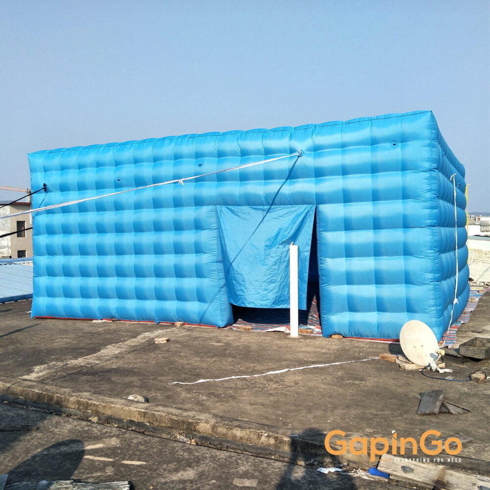 7x7m Luxurious Outdoor Inflatable Cube Tent,Blue VIP Lounge Tent,Marquee Cabinet Lawn Tent for Grand Banquet