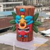 Inflatable Tiki Tree Stump Plant Model with Realistic Deities for Tahiti or Event Decoration