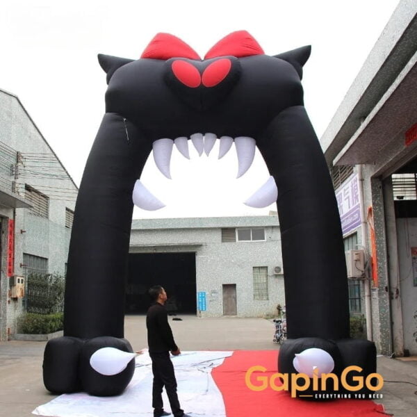 Make a bold entrance with our 5x6 meters Inflatable Black Cat Arch! This 20 feet high Halloween archway adds a playful and spooky touch to your festive decorations. Order now!