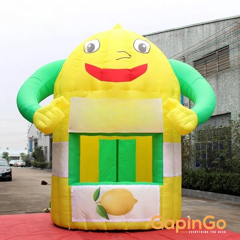 3x4.5mH Inflatable Lemonade Booth Kiosk / 10x15 Feet Inflated Lemon Stand For Events Promotion Advertising