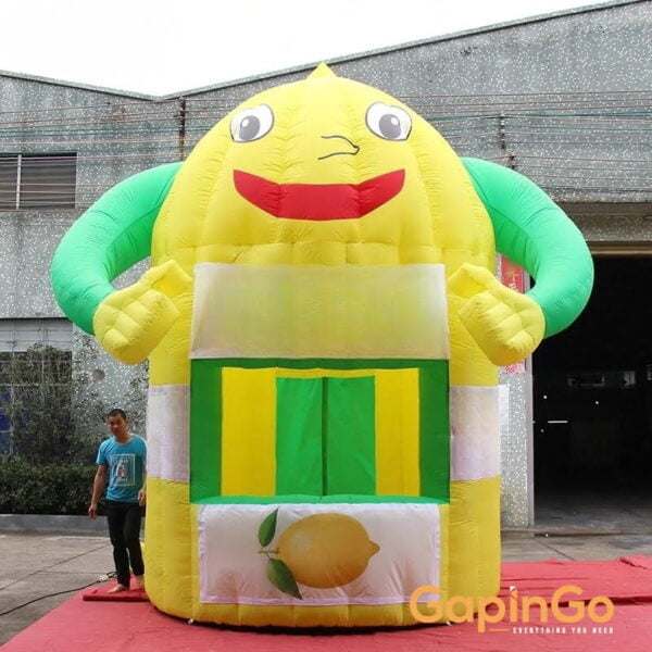 3x4.5mH Inflatable Lemonade Booth Kiosk / 10x15 Feet Inflated Lemon Stand For Events Promotion Advertising