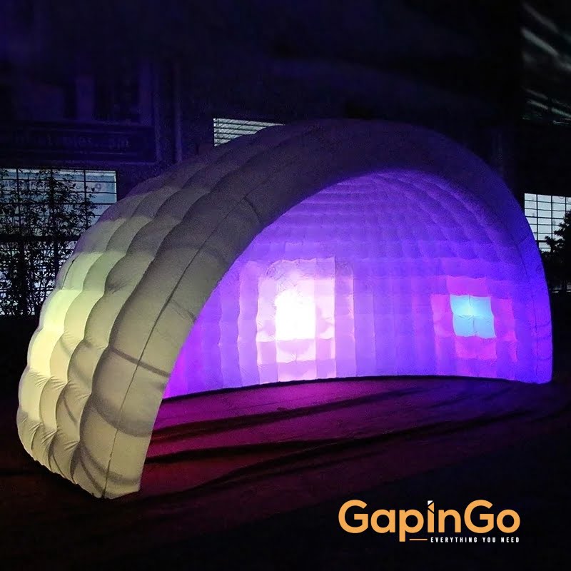 6M/19.7ft Inflatable Half Dome Tent With LED Lighting For Party Events / 6x3x4M Inflatable Marquee Tents