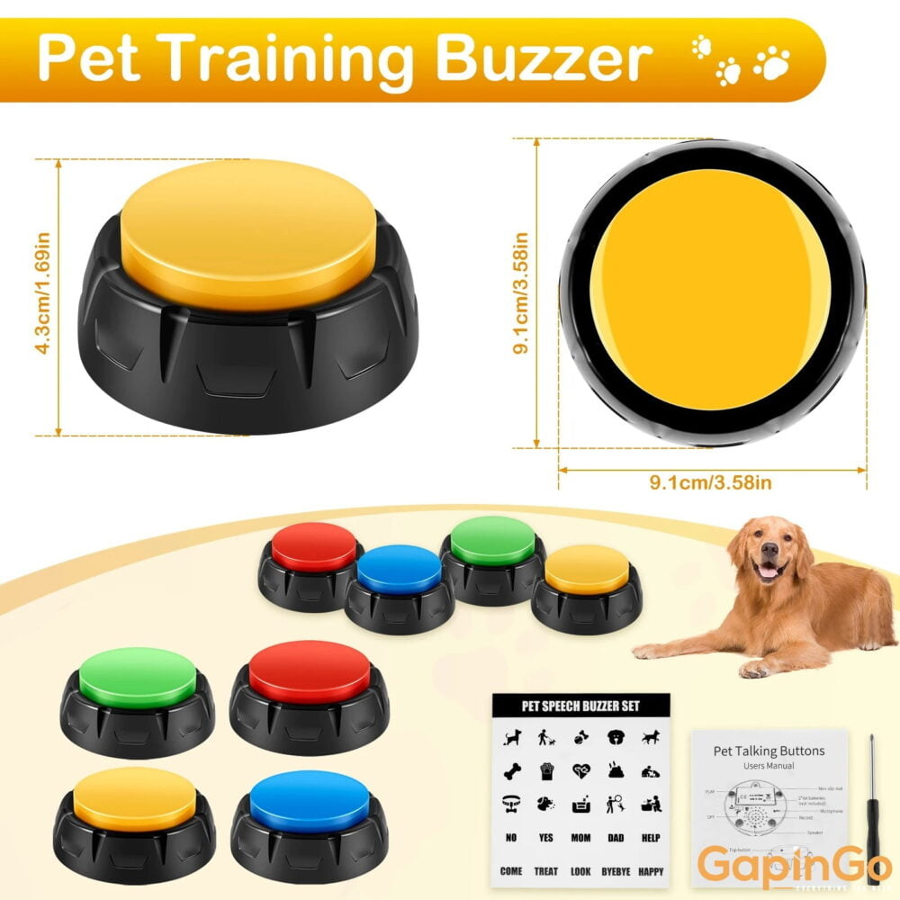 Dog Training Buttons Recordable Pet Talking Voice Recording Interactive Toys with Sticker for Communication Pet Training Buzzer