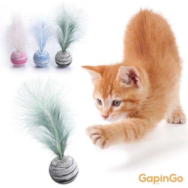 Cat Toy Ball Feather Funny Cat Toy Star Ball Plus Feather Foam Ball Throwing Toys Interactive Plush Toys Pet Supplies Katten Toy