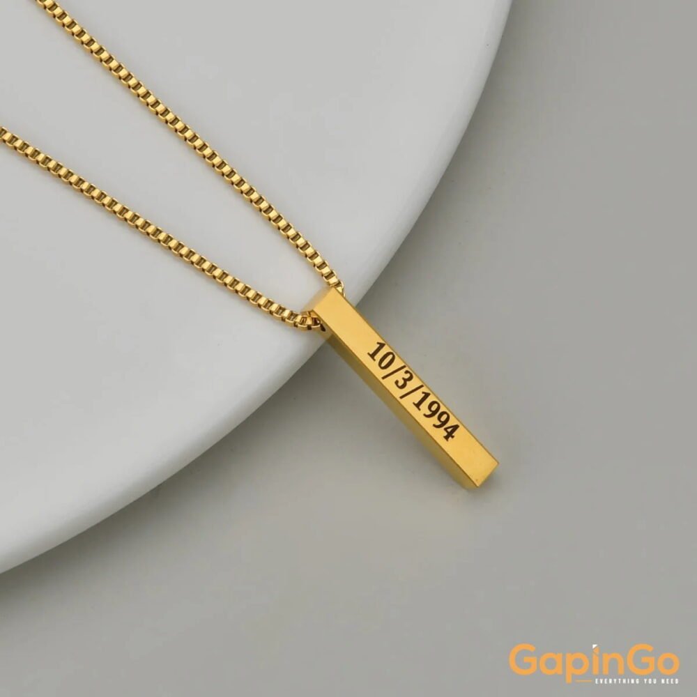 Four Sides Engraving Name Date Square Pendant Necklaces New Customized Stainless Steel Box Chain Gift Jewelry For Women/Men