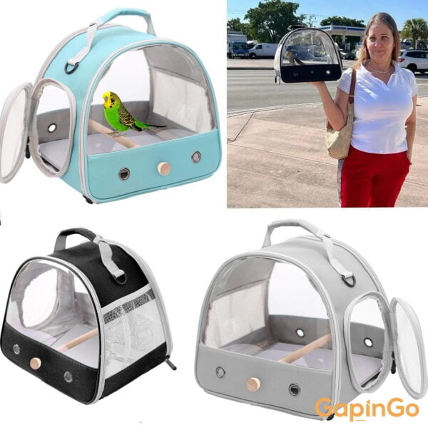 Portable Clear Bird Parrot Transport Cage Breathable Bird Carrier Travel Bag Small Pet Access Window Collapsible Outdoor Bag