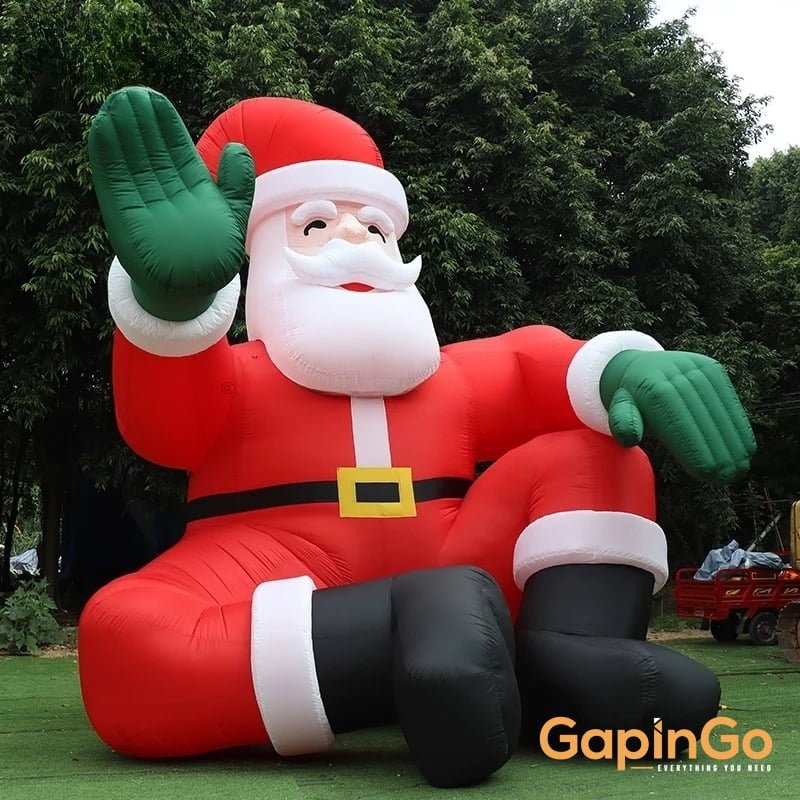 Giant 5mH/16 Ft Christmas Sitting Inflatable Santa Claus For Xmas Party Decoration Toys